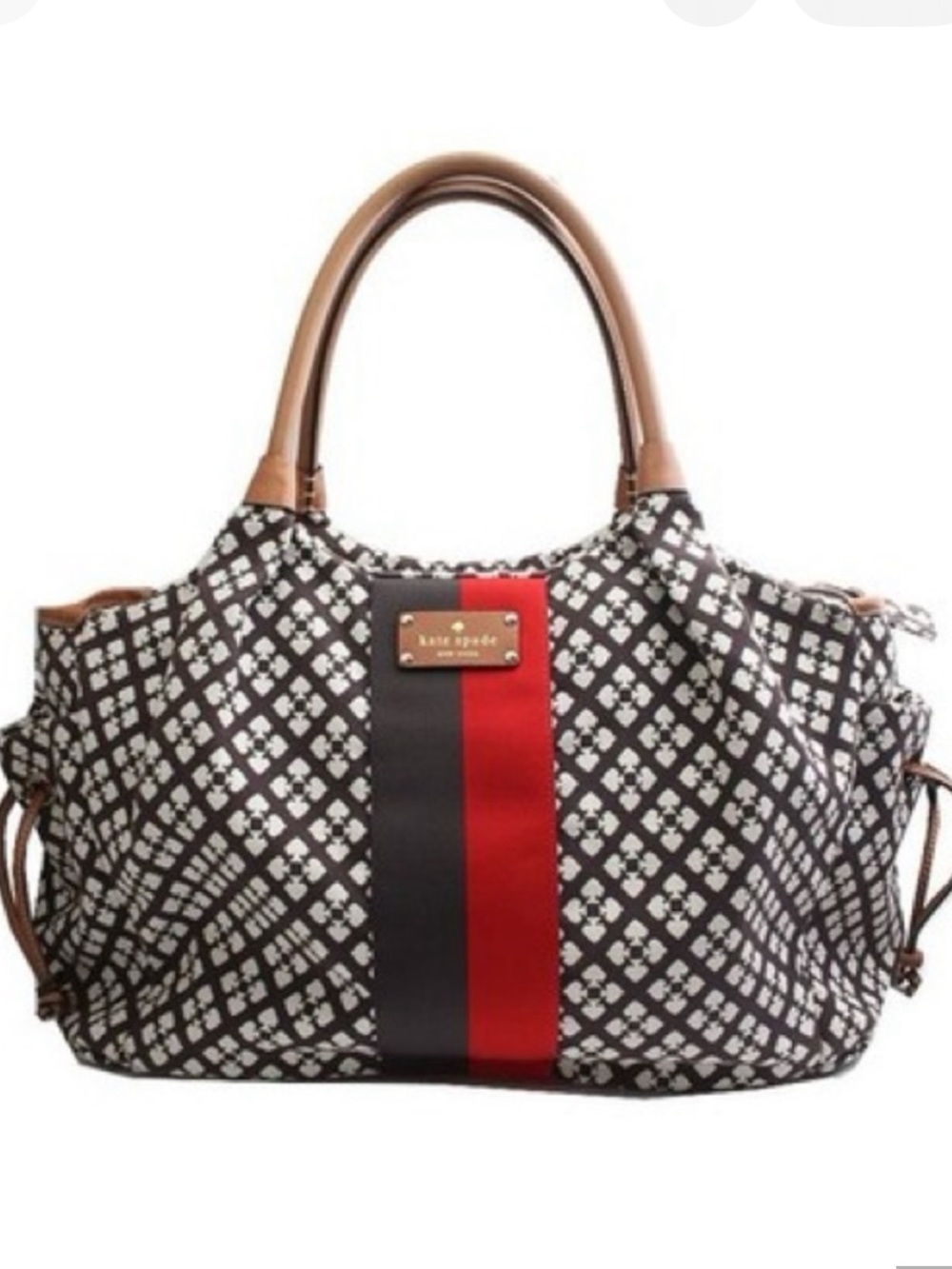 ♠️Kate Spade♠️ Black & White Diaper Bag with Red and Tan Accents & Changing Pad